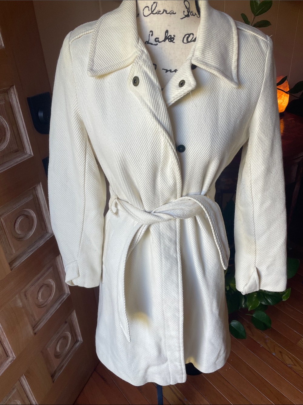 Tailored Cream Belted Trench Coat